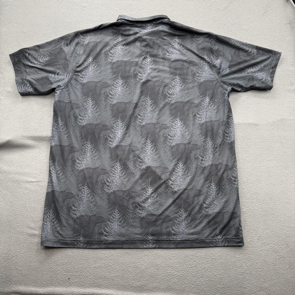 Waggle Polo Shirt Mens 3XL Gray Bear Forest Print Golf Performance Stretch - Picture 2 of 8